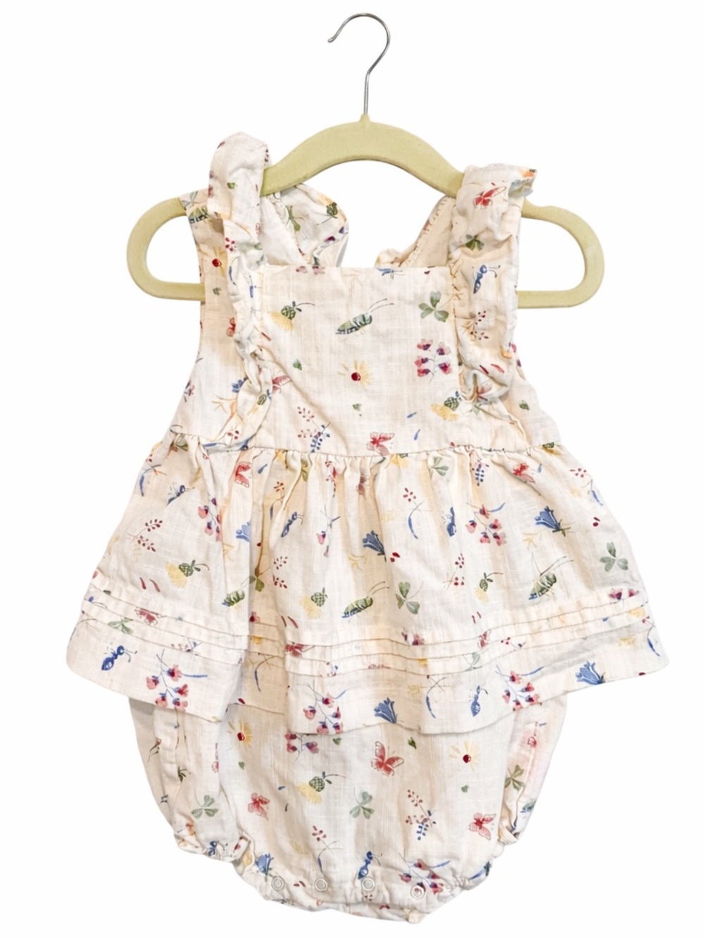 Janie & Jack Baby Girl Cotton Romper One piece Spring Summer Bugs Flowers 18-24m